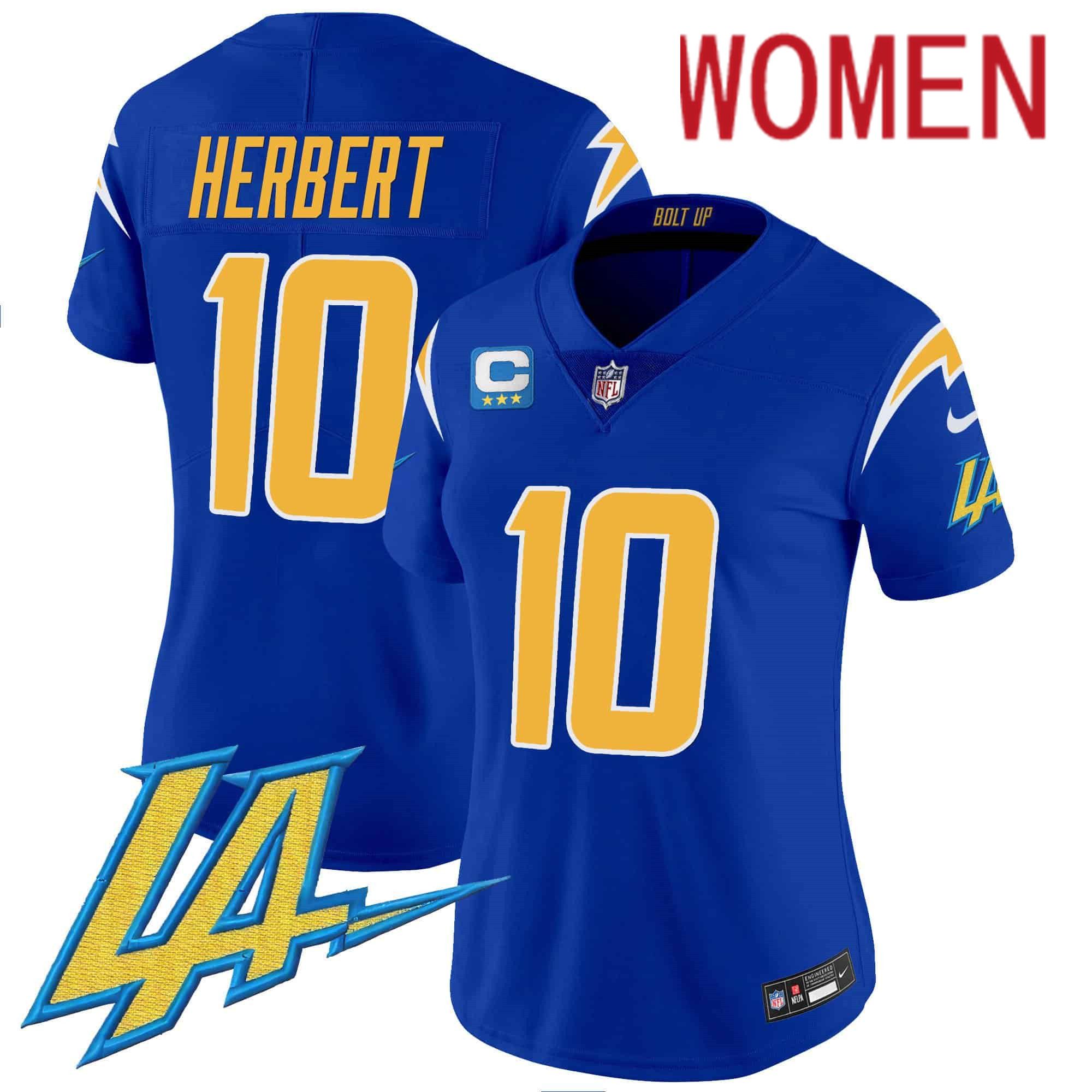 Women Los Angeles Chargers #10 Herbert Blue 2024 Nike Vapor Limited NFL Jersey
